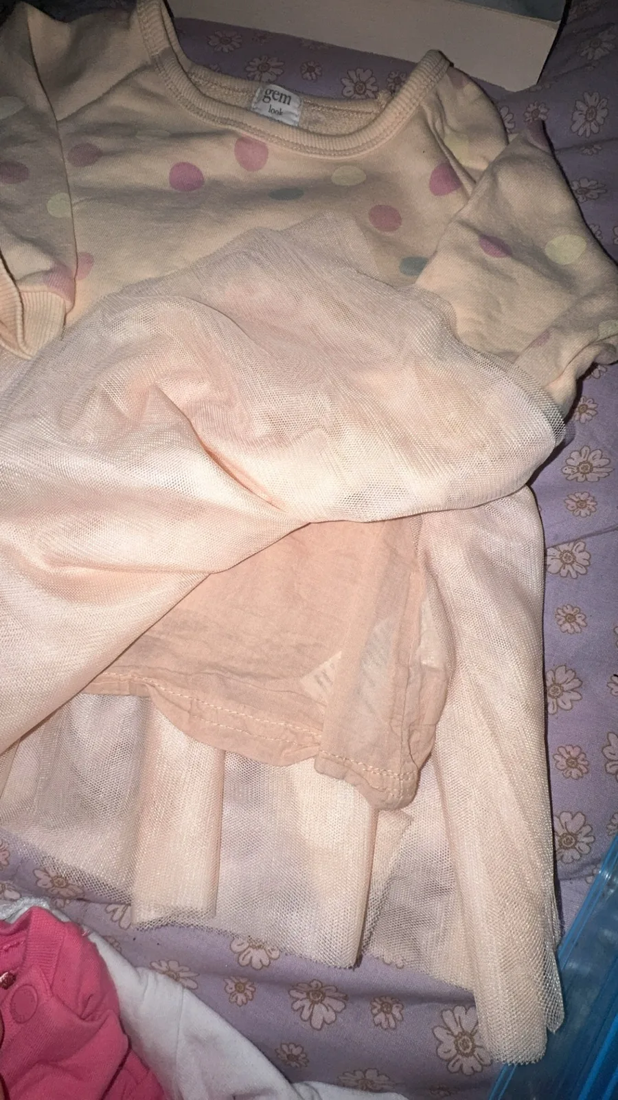 Gem baby girls Sz 1 apricot tulle dress — photo 3