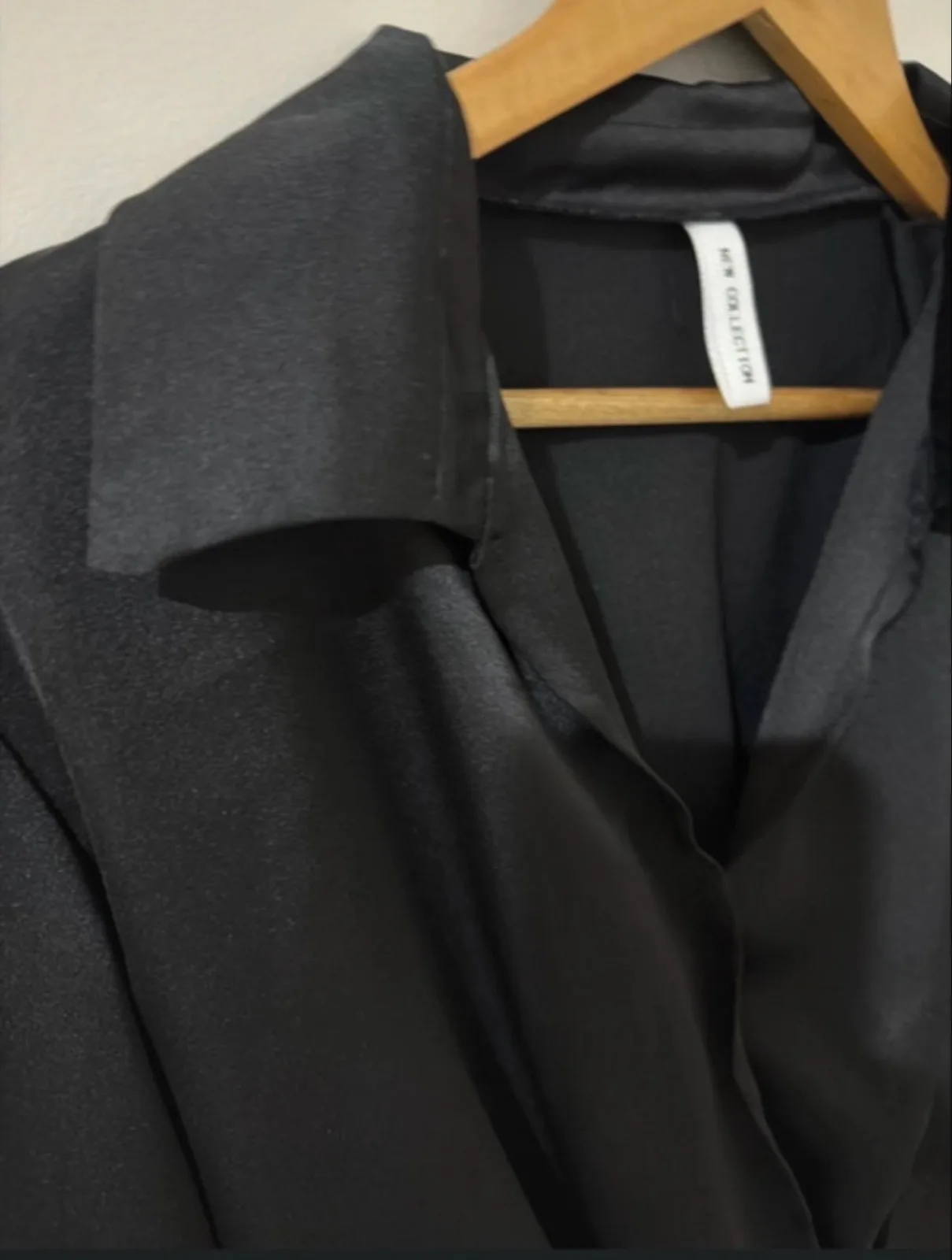 Black Satin Cropped Long Sleeve Shirt / Top – photo 3