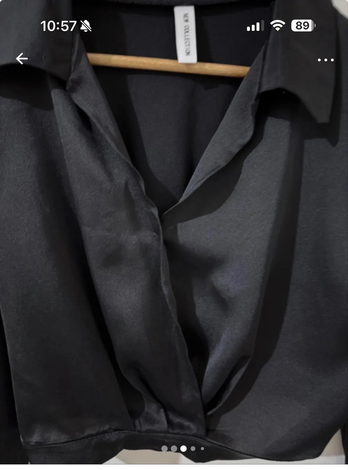 Black Satin Cropped Long Sleeve Shirt / Top – photo 4