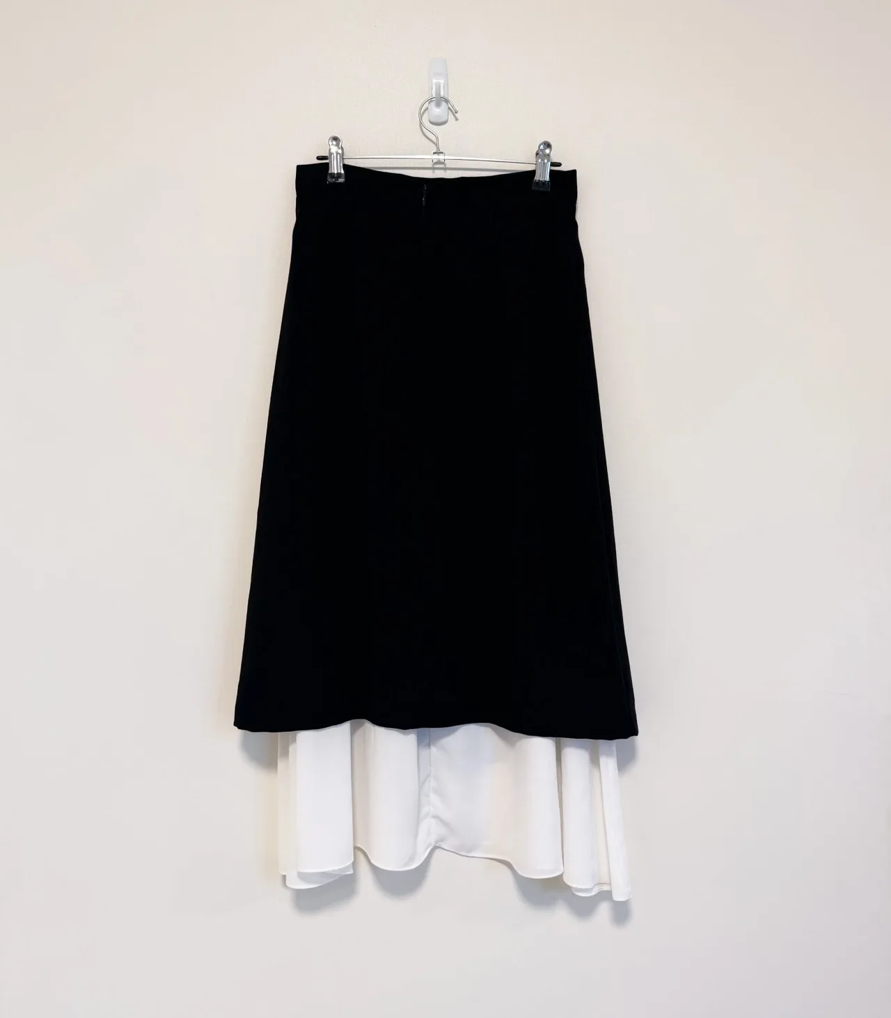 Angbutter Black Layered Midi Wrap Skirt with White Underlay - XS — photo 4