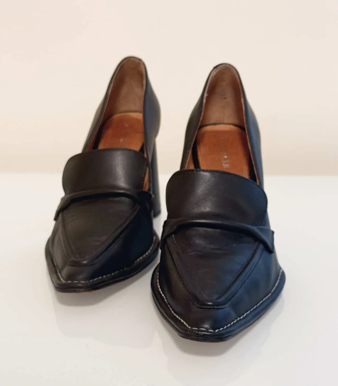 Jo Mercer Black Covet Block Leather Heel Loafers - EU 37 — photo 7
