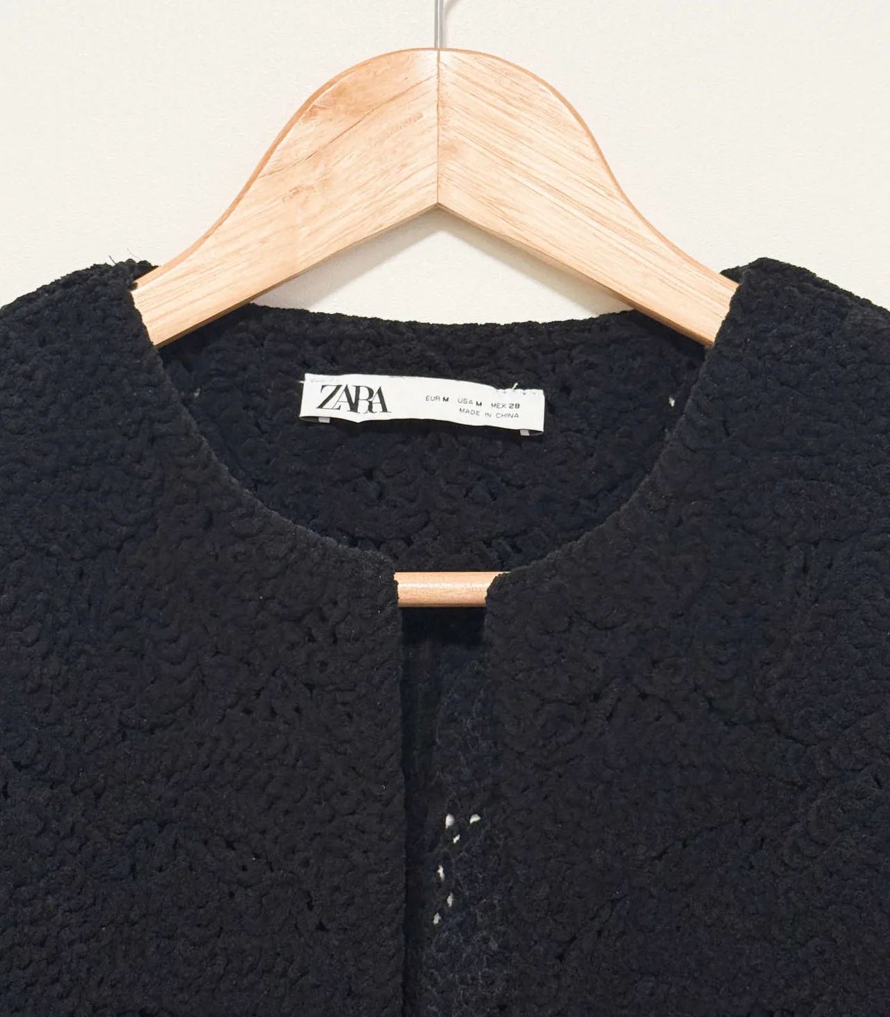 Zara Black Chenille Knit Oversized Open Jacket Cardigan - Medium — photo 7