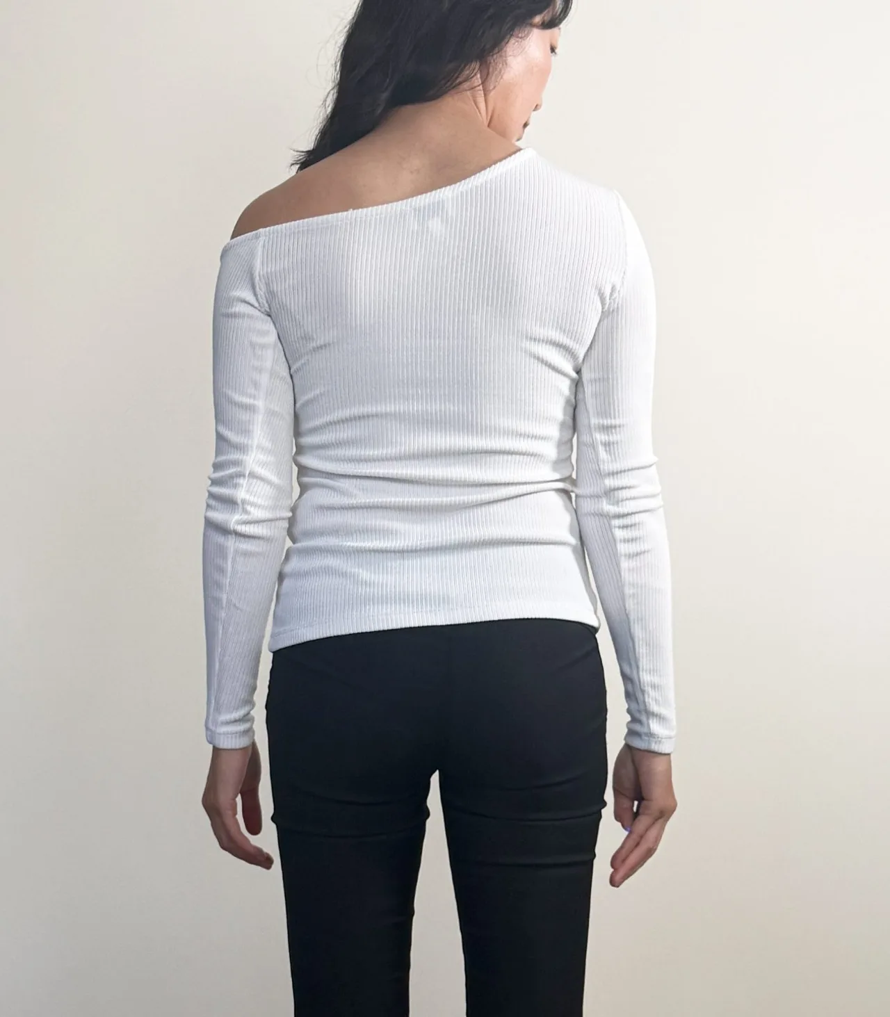 Witchery Ribbed Asymmetric Top - White, XXS — photo 2
