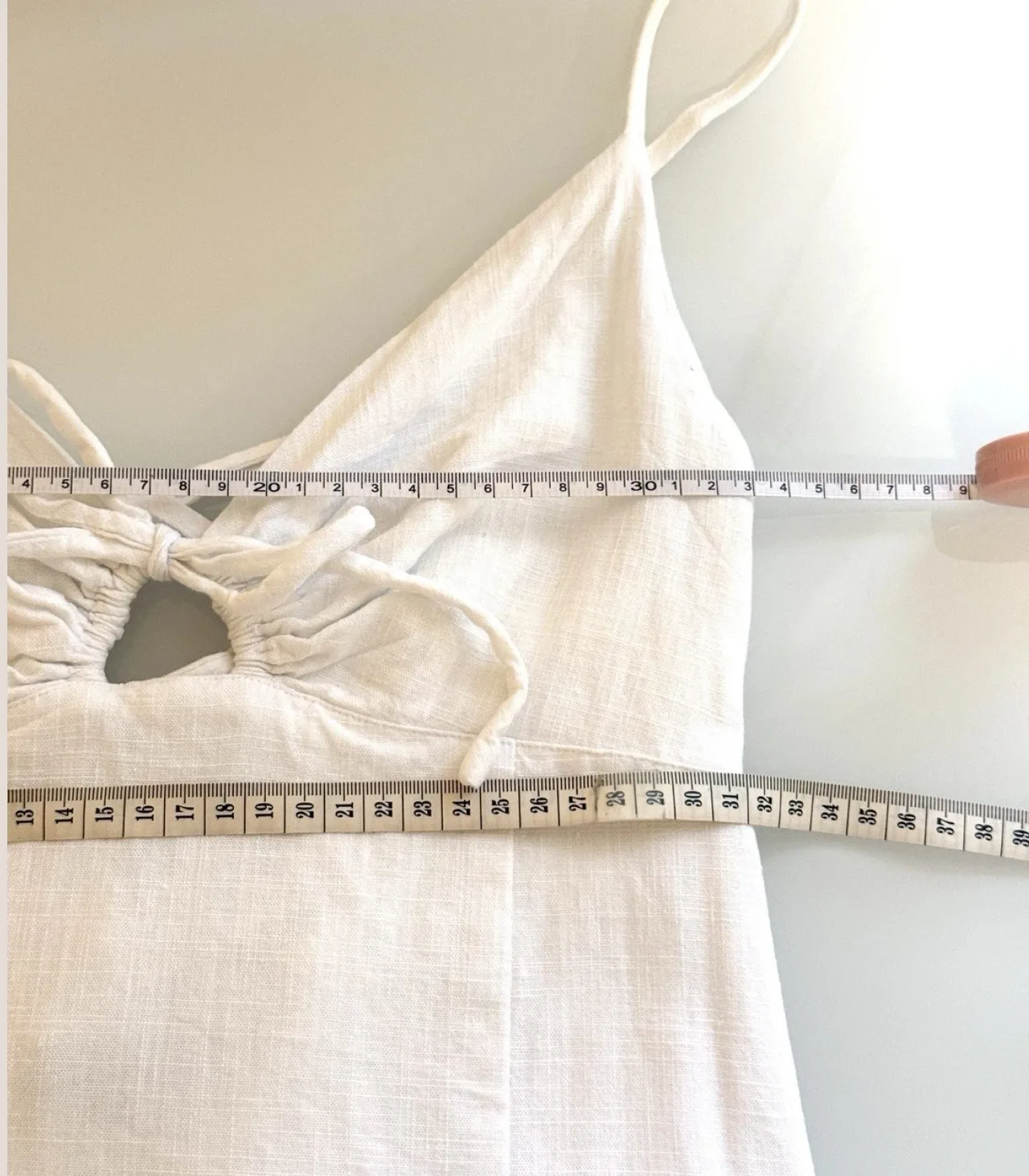 Ava & Eve White Linen Blend Mini Dress with Lace-Up Back - AU 8 — photo 8