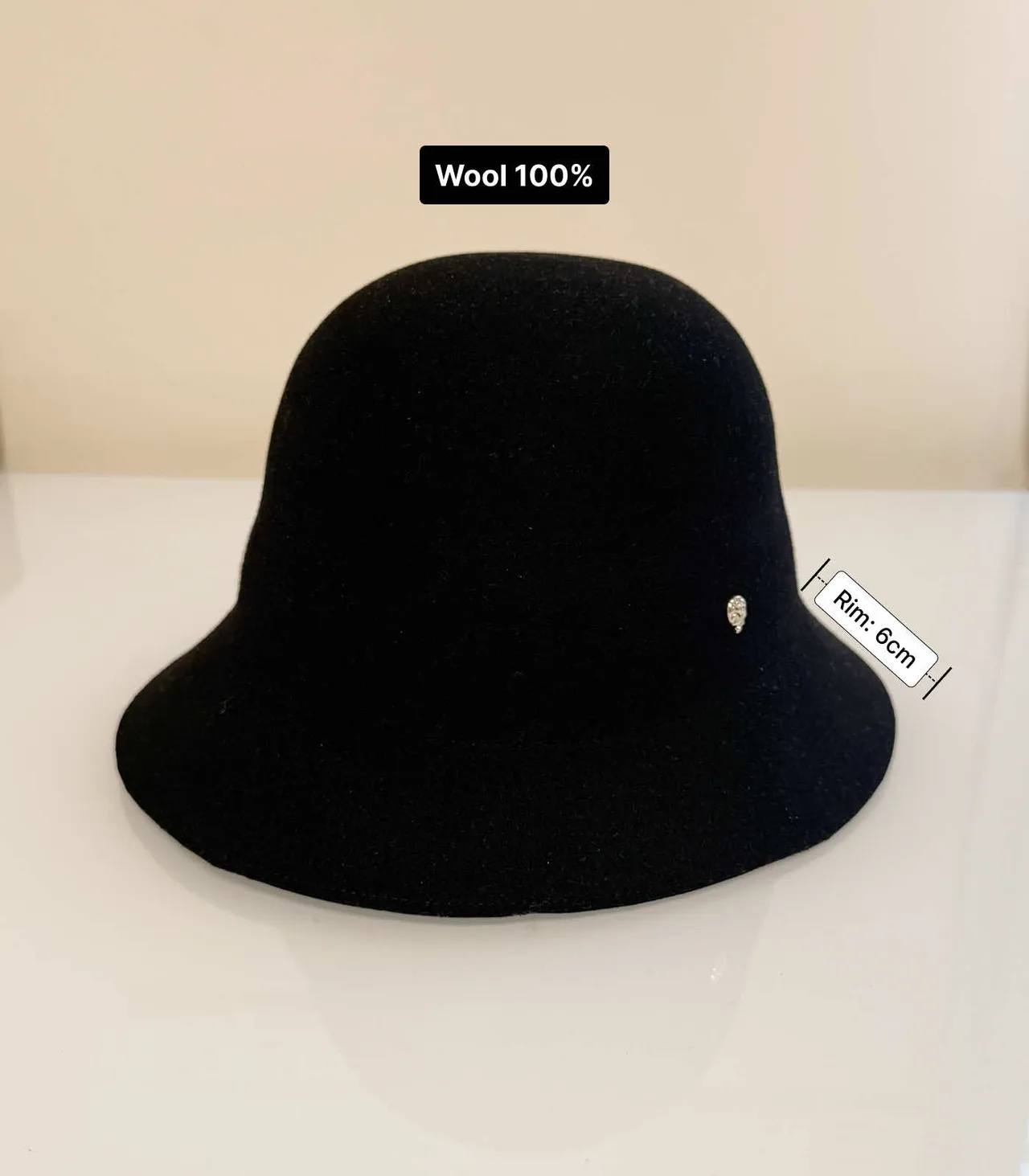 Helen Kaminski Mariko Black Wool Felt Cloche Hat — photo 2