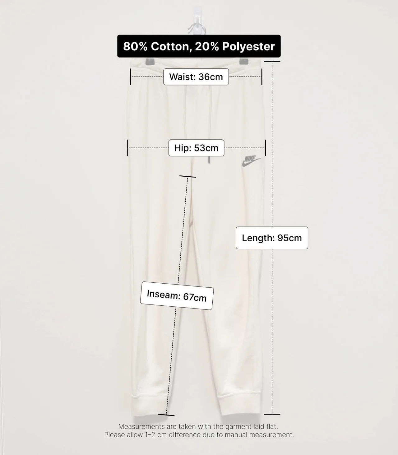 Nike Cream Fleece Jogger Sweatpants - Small — photo 10