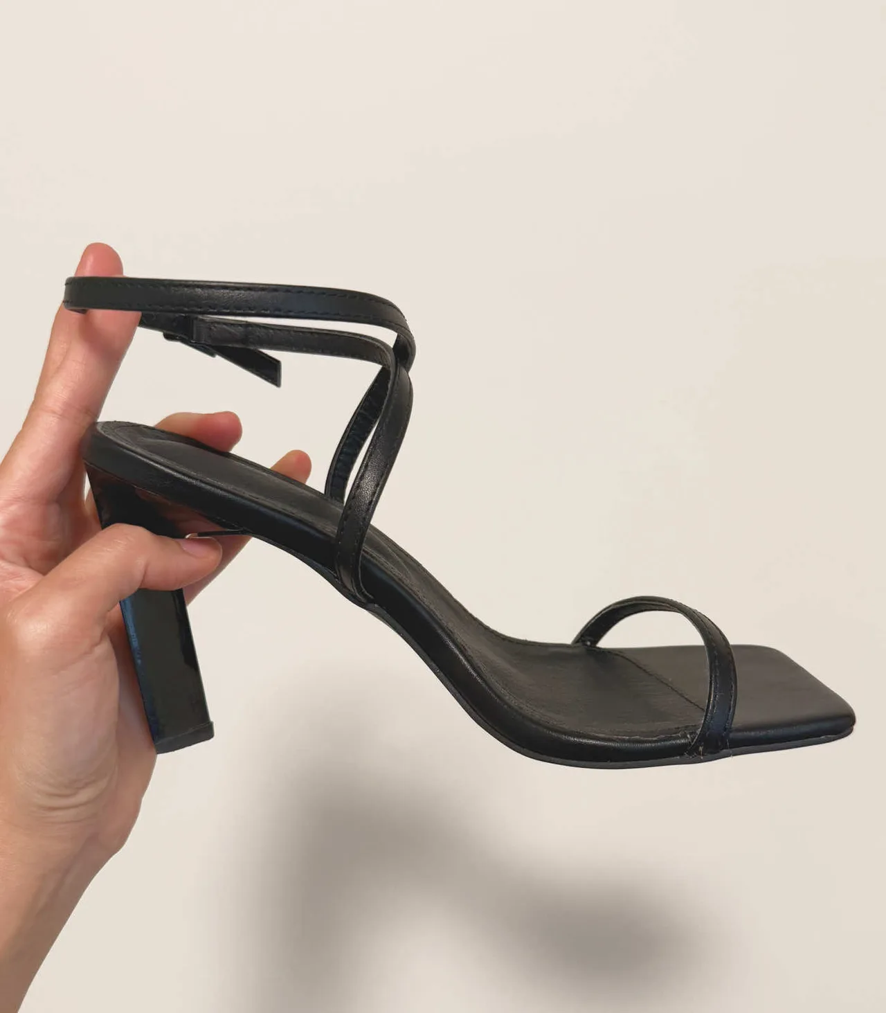 Retro Black High Heel Strap Sandals - 23.5cm (approx. AU 6, EUR 36) — photo 3