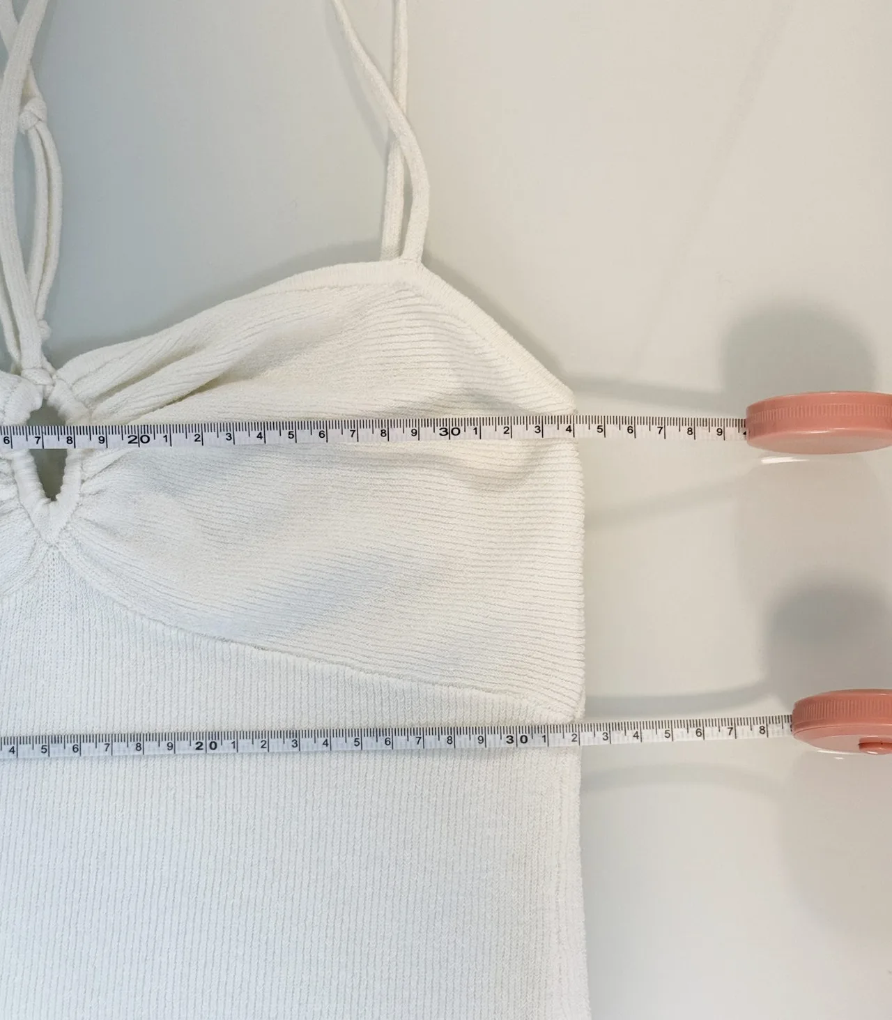 Witchery Cream Ribbed Knit Halter Camisole Top - Small — photo 7