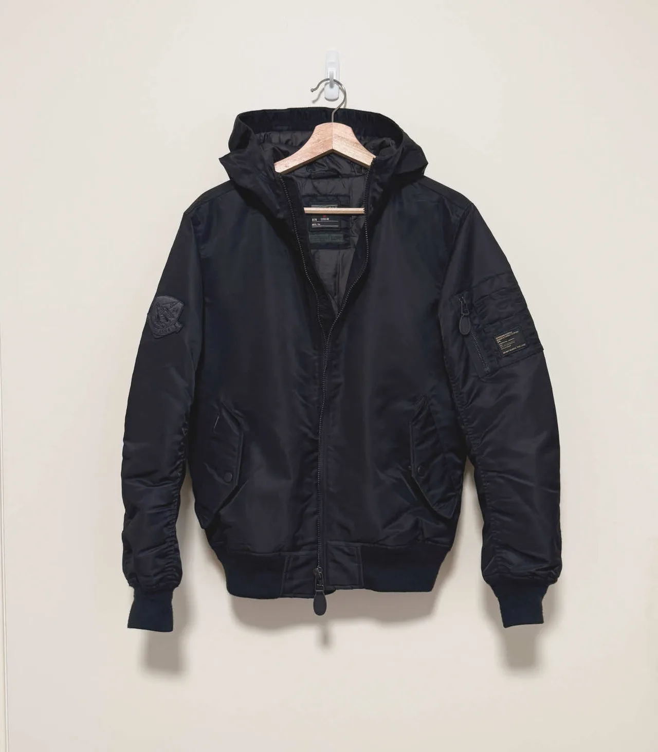 Superdry MA1 Hooded Quilted Bomber Jacket - Mens XS, Black — photo 3
