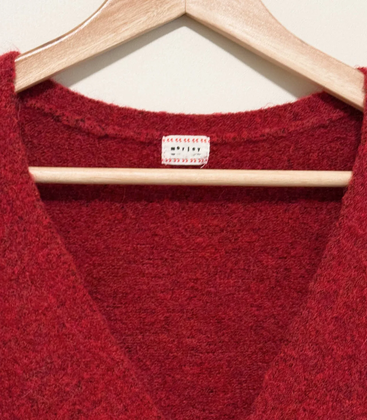 Morley V-Neck Red Wool Alpaca Cardigan — photo 6