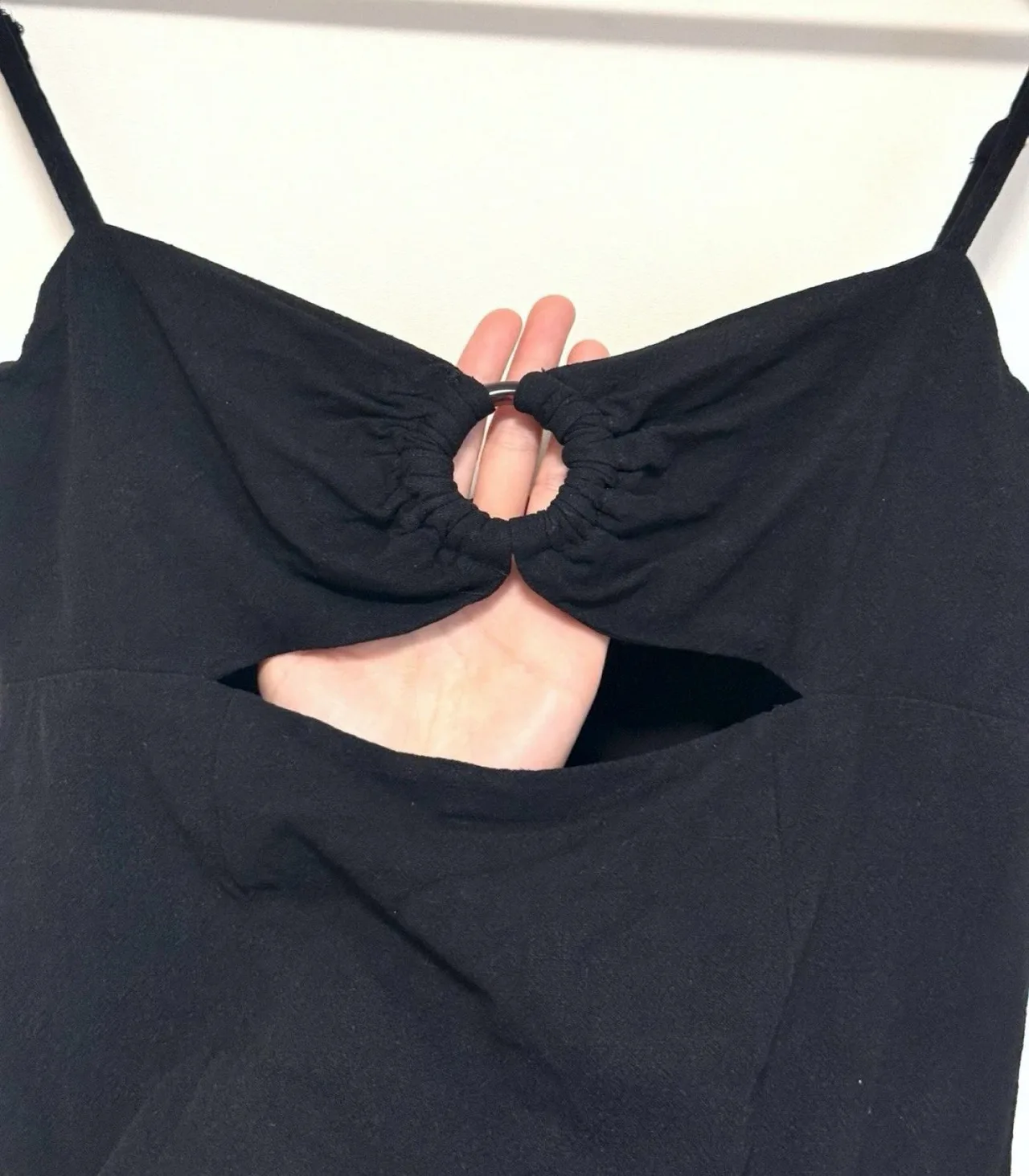 Ava & Eve Black Linen Blend Mini Dress with Ring Cutout - AU 8 — photo 5