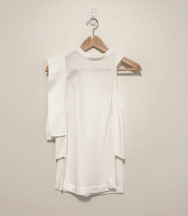 Sass & Bide White Asymmetric Viscose Sleeveless Top - AU 6