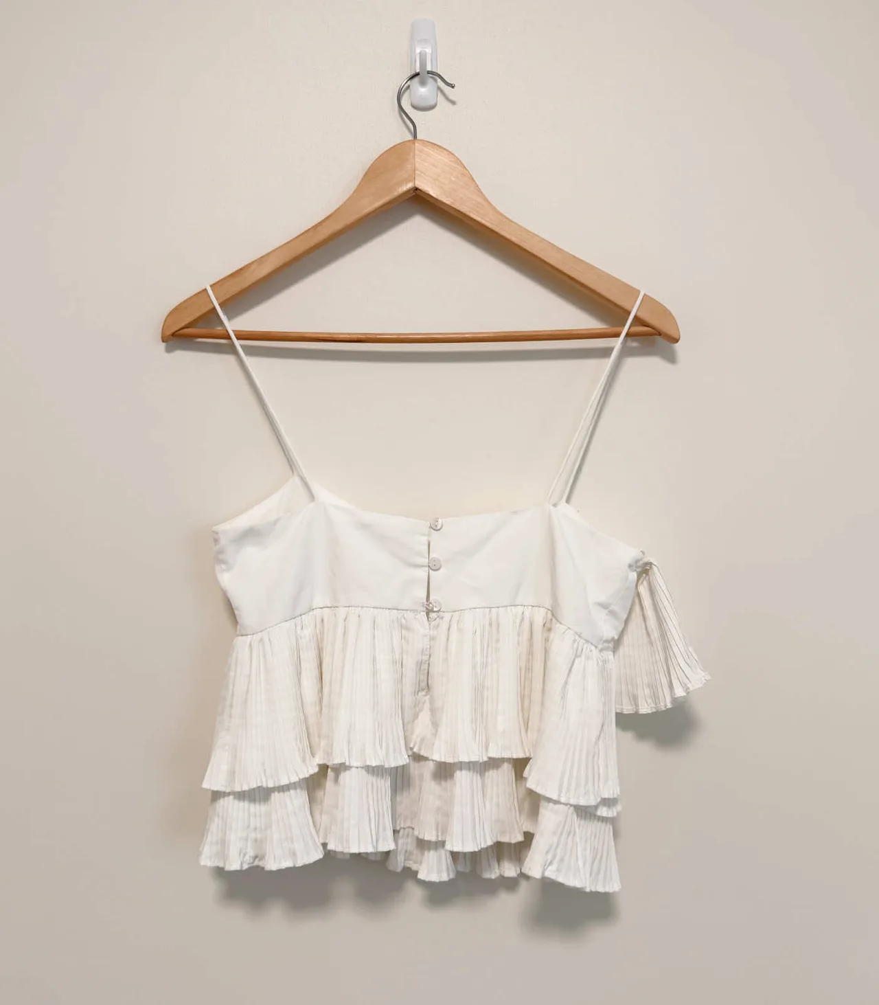 Zara White Asymmetric Tiered Ruffle Camisole Top - XS — photo 4