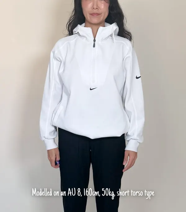 Nike White Vintage Half-Zip Hoodie - Men's Small