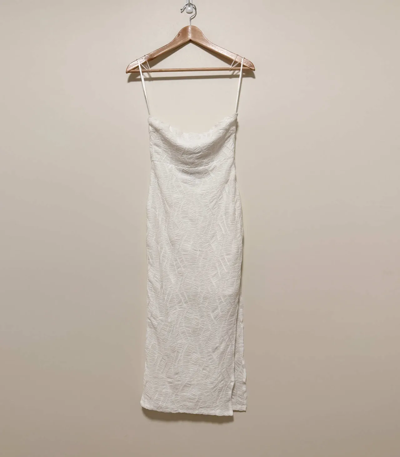 Alive Girl White Textured Strapless Tube Midi Dress - AU 8 — photo 3