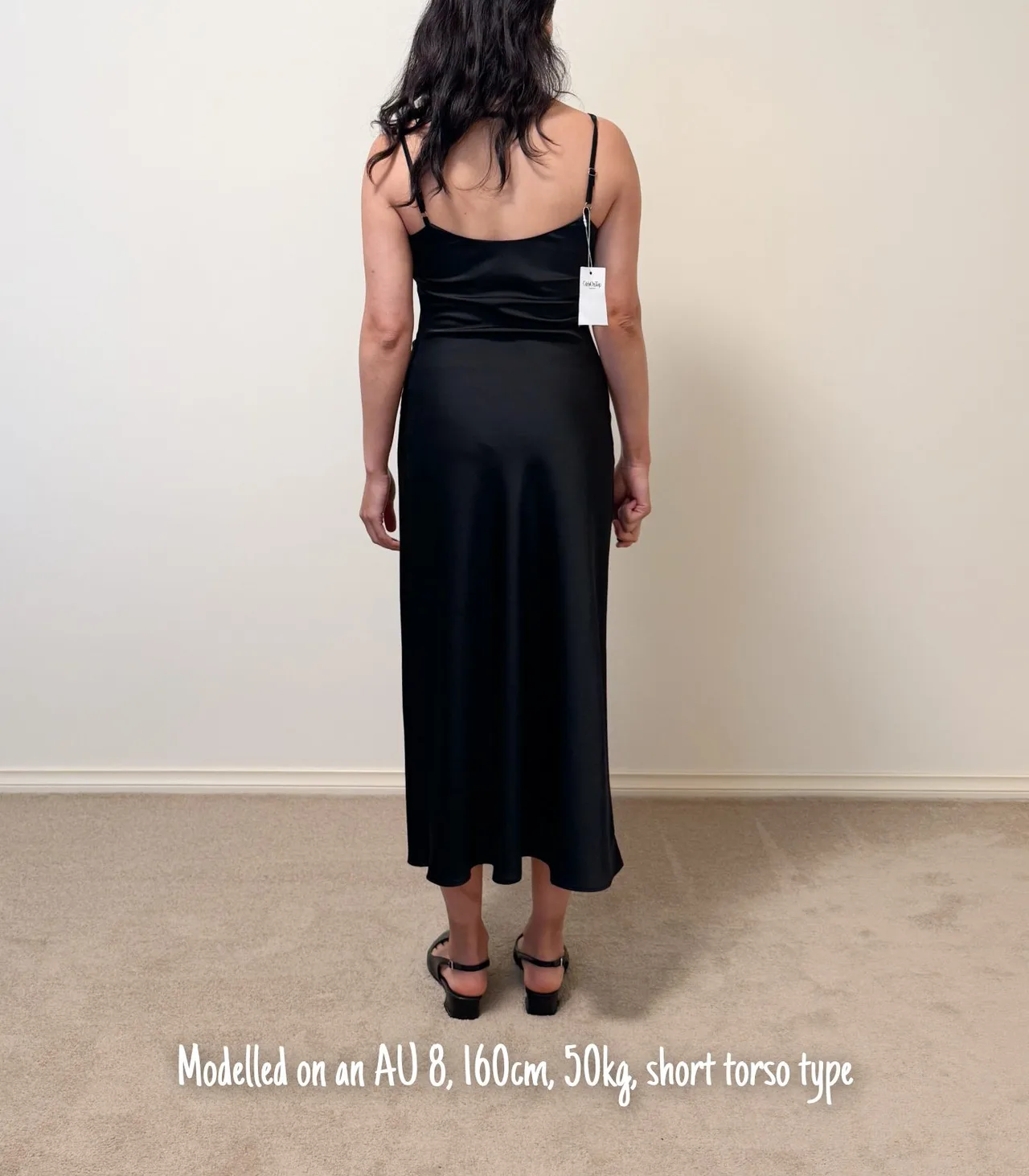 Girls On Top Black Satin Cowl Neck Slip Dress - Small — photo 2