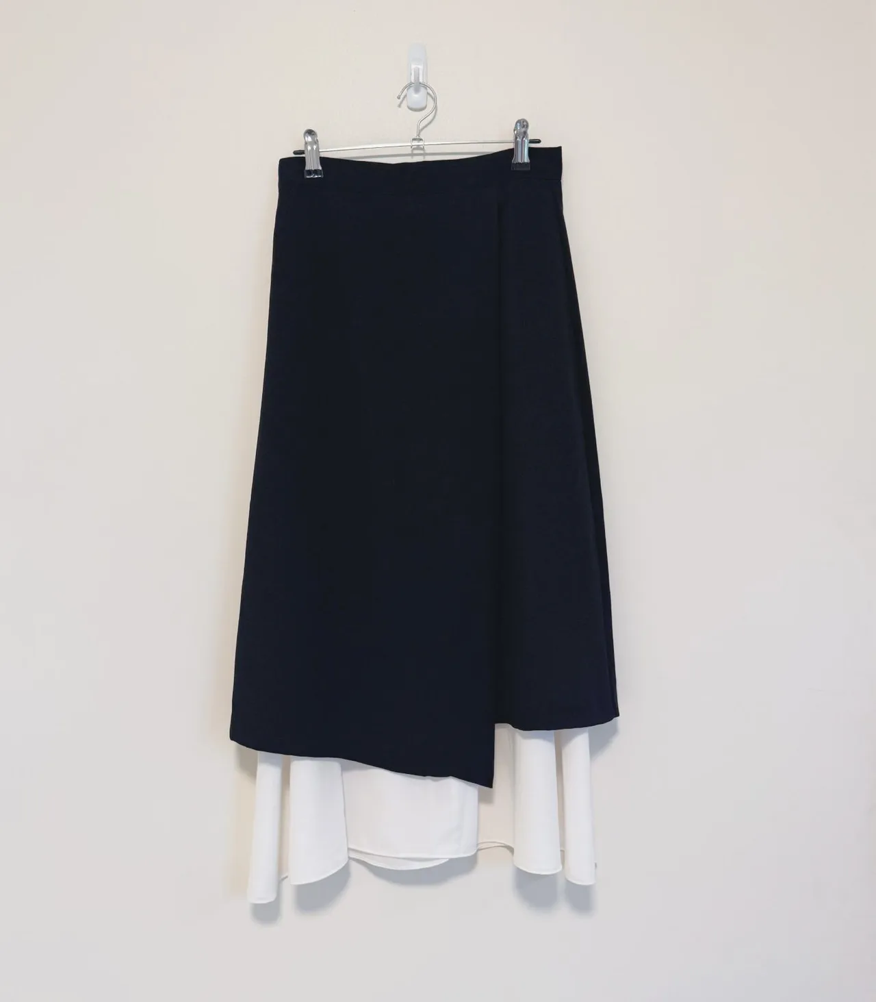 Angbutter Black Layered Midi Wrap Skirt with White Underlay - XS — photo 3