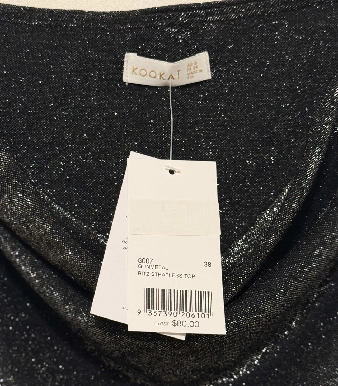 Kookai Black Metallic Strapless Bandeaus Top - AU 10 — photo 9