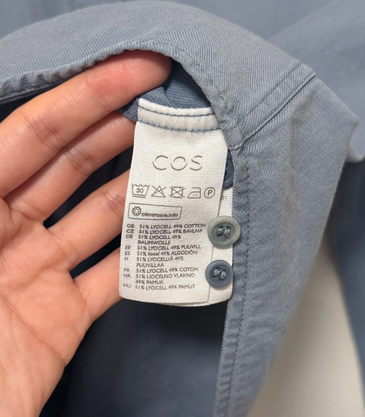 COS Dusty Blue Button-Down Shirt - Men's Medium — photo 8