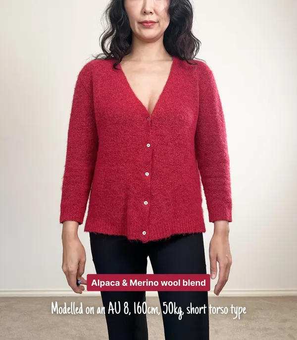 Morley V-Neck Red Wool Alpaca Cardigan