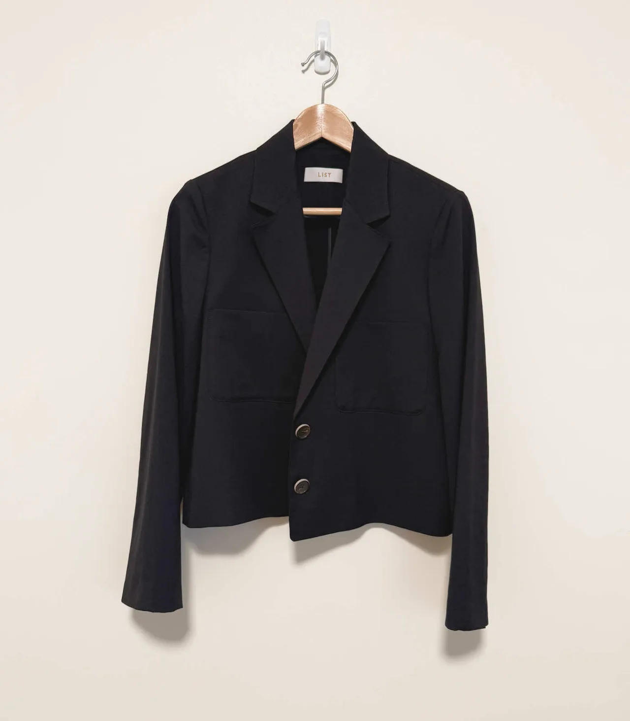 LIST Black Linen-blend Cropped Blazer - Medium — photo 3