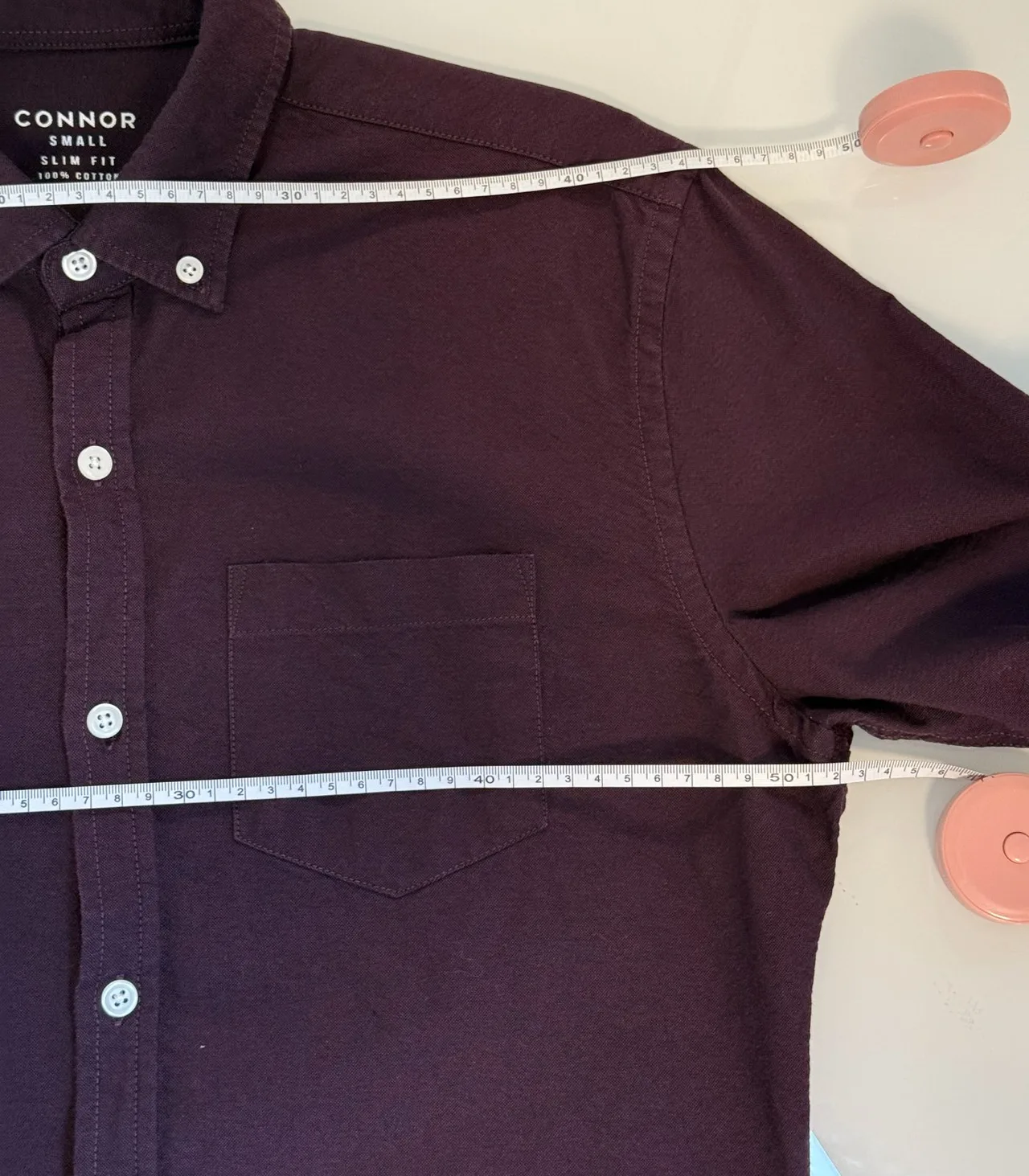 Connor Purple Slim Fit Cotton Button-Down Shirt - Men's Small — photo 8