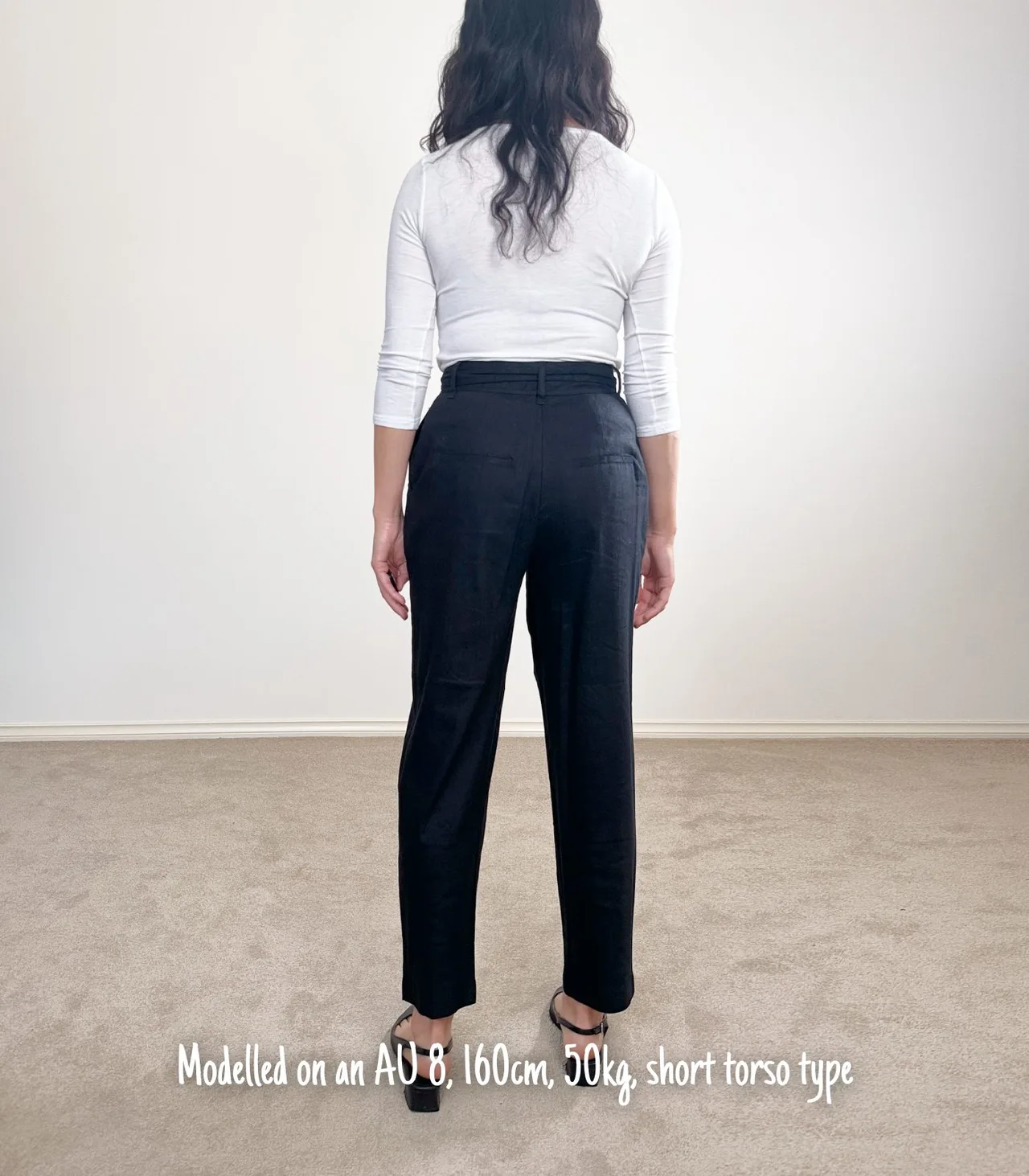 Witchery Black Linen Trousers with Waist Tie - AU 4 — photo 2
