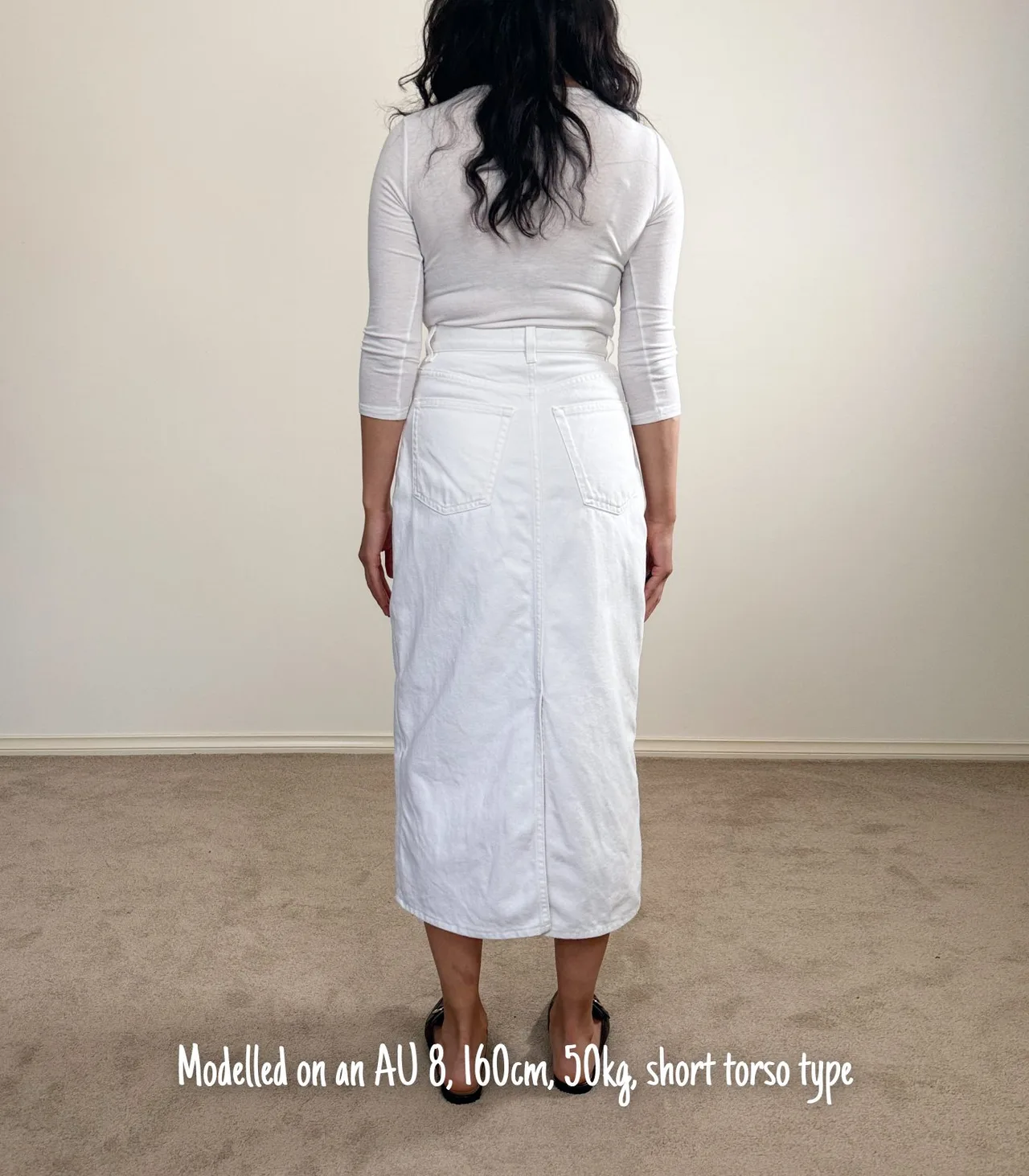 COS White Denim High-Waisted Midi Skirt with Front Slit - EU 34 — photo 2