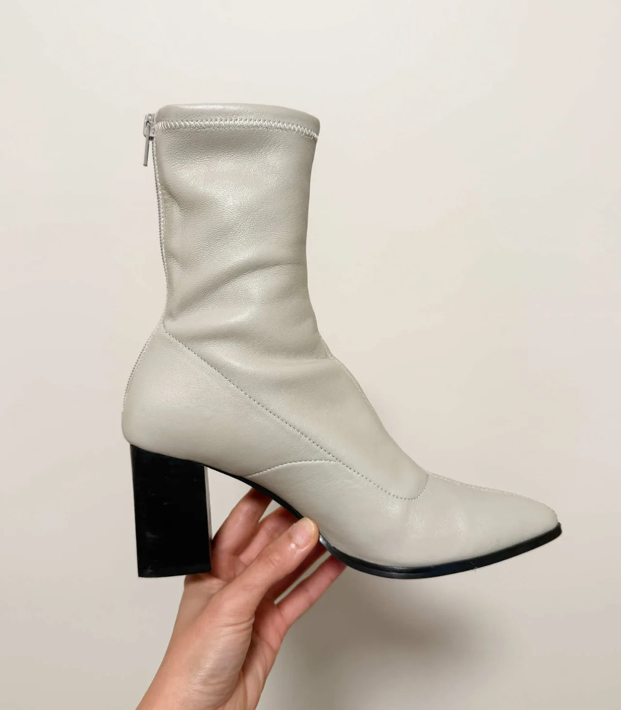 Siren Cream Block Heel Ankle Sock Boots - EU 37 — photo 3