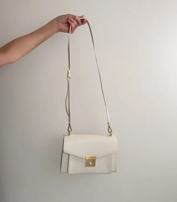 Carlyn Ivory Genuine Leather Structured 3-Ways Bag