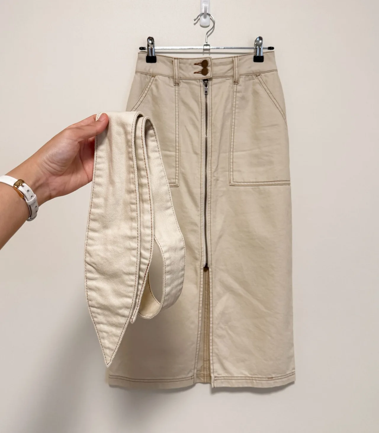 Staple The Label Sasha Stone Cotton Midi Skirt with Tie Belt - AU 6 — photo 9