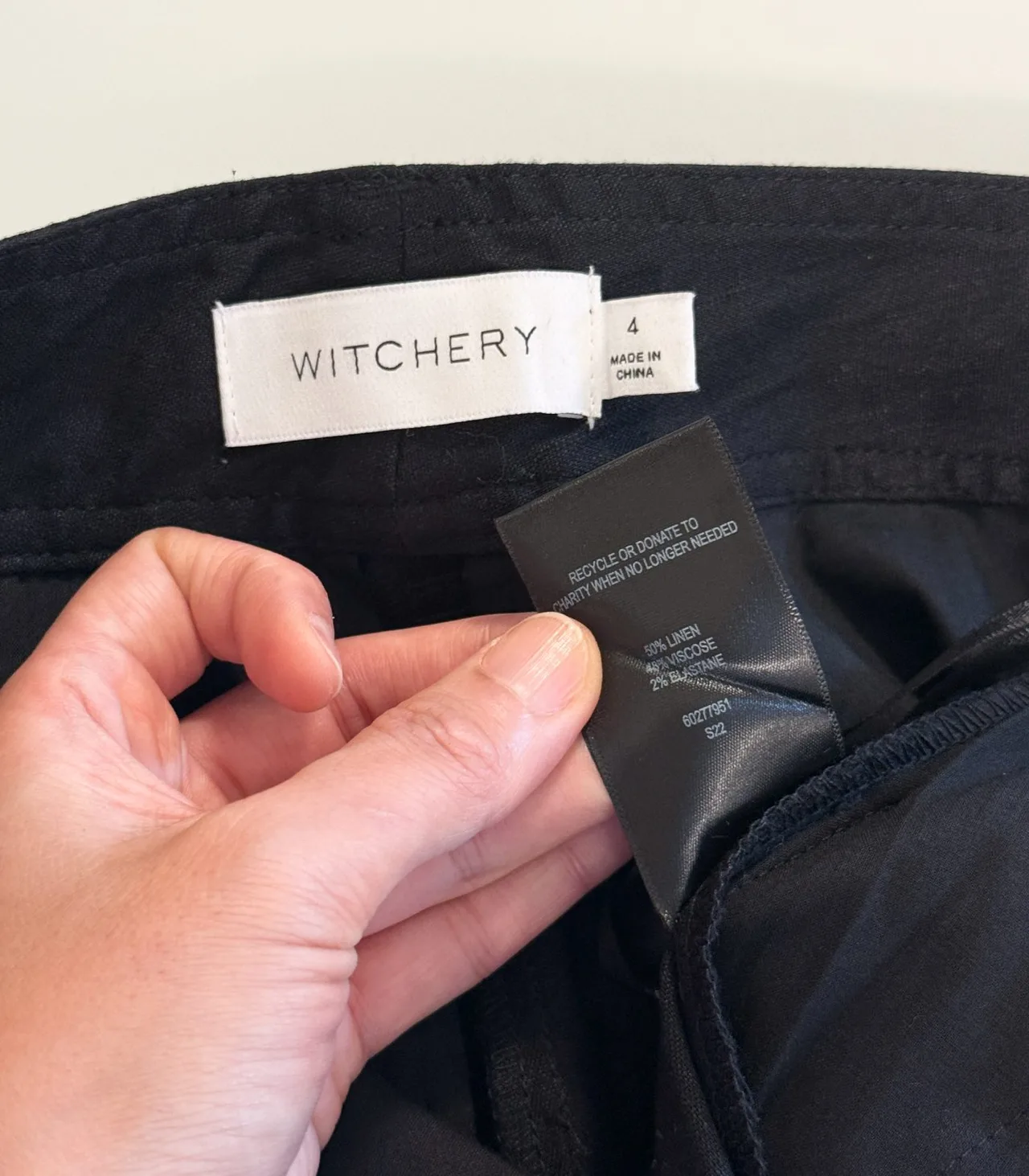 Witchery Black Linen Trousers with Waist Tie - AU 4 — photo 7
