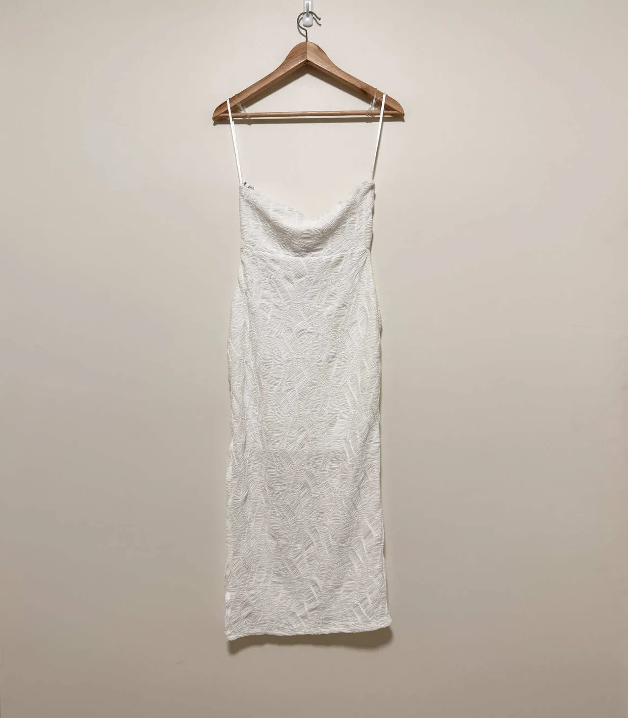 Alive Girl White Textured Strapless Tube Midi Dress - AU 8 — photo 4