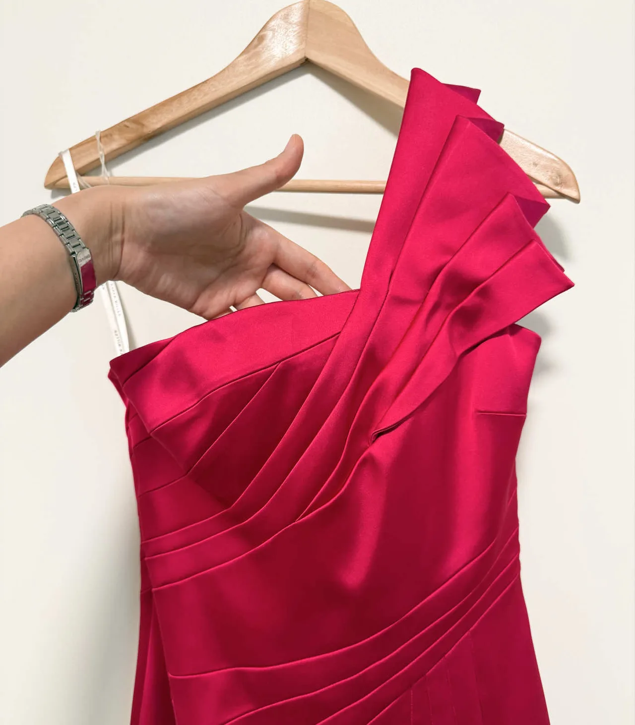 Karen Millen Fuchsia Pink One Shoulder Satin Midi Dress - AU 12 — photo 5