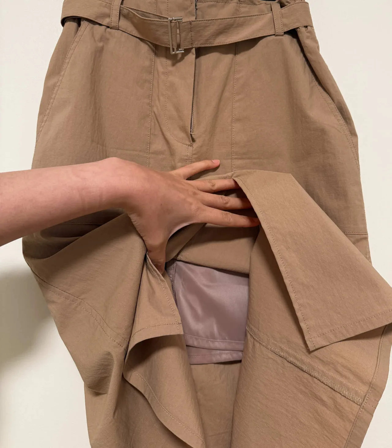 ZOOC Camel Paperbag Waist Midi Skirt with Tie Belt - Small — photo 5