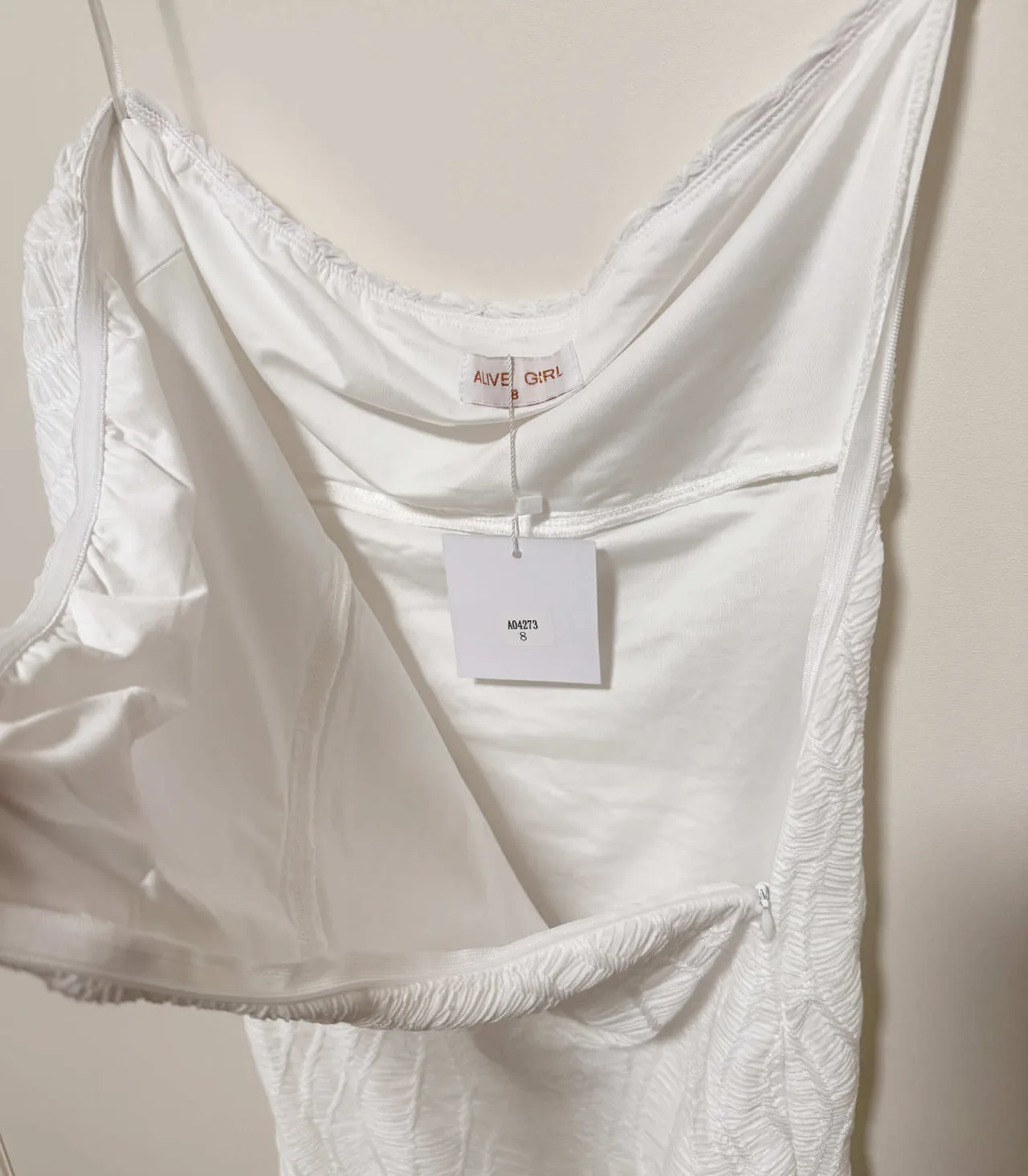 Alive Girl White Textured Strapless Tube Midi Dress - AU 8 — photo 9