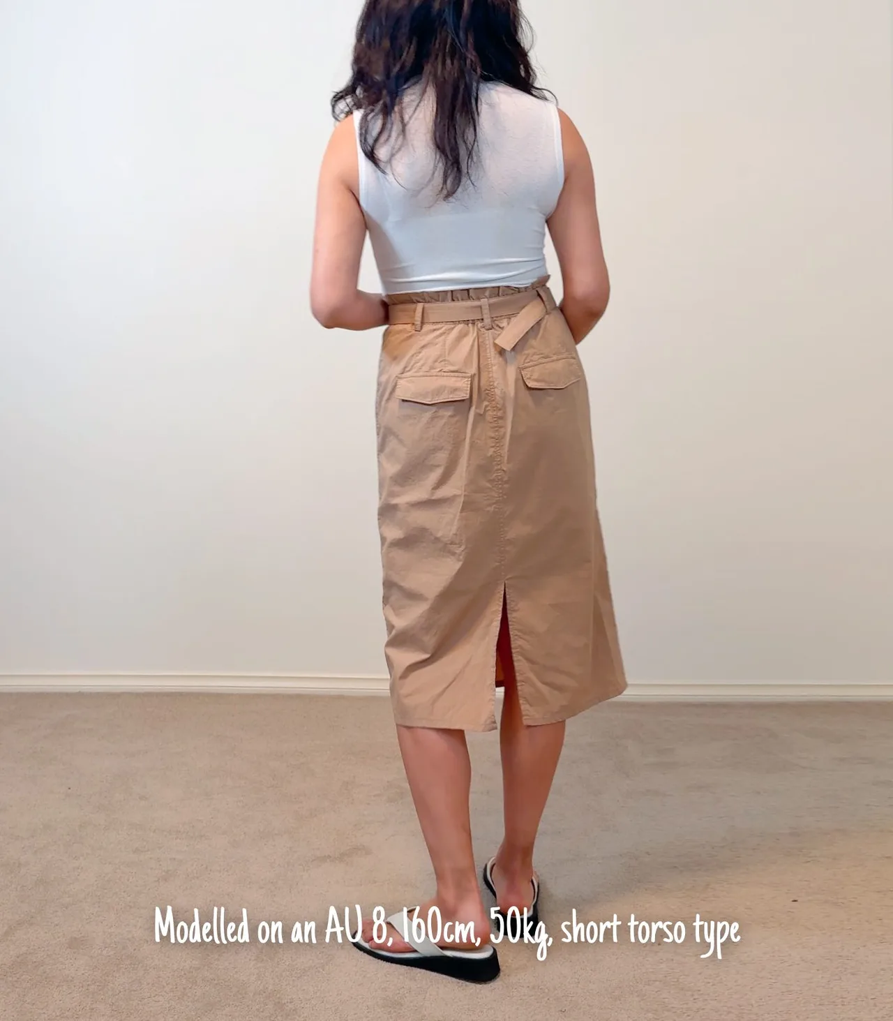 ZOOC Camel Paperbag Waist Midi Skirt with Tie Belt - Small — photo 2