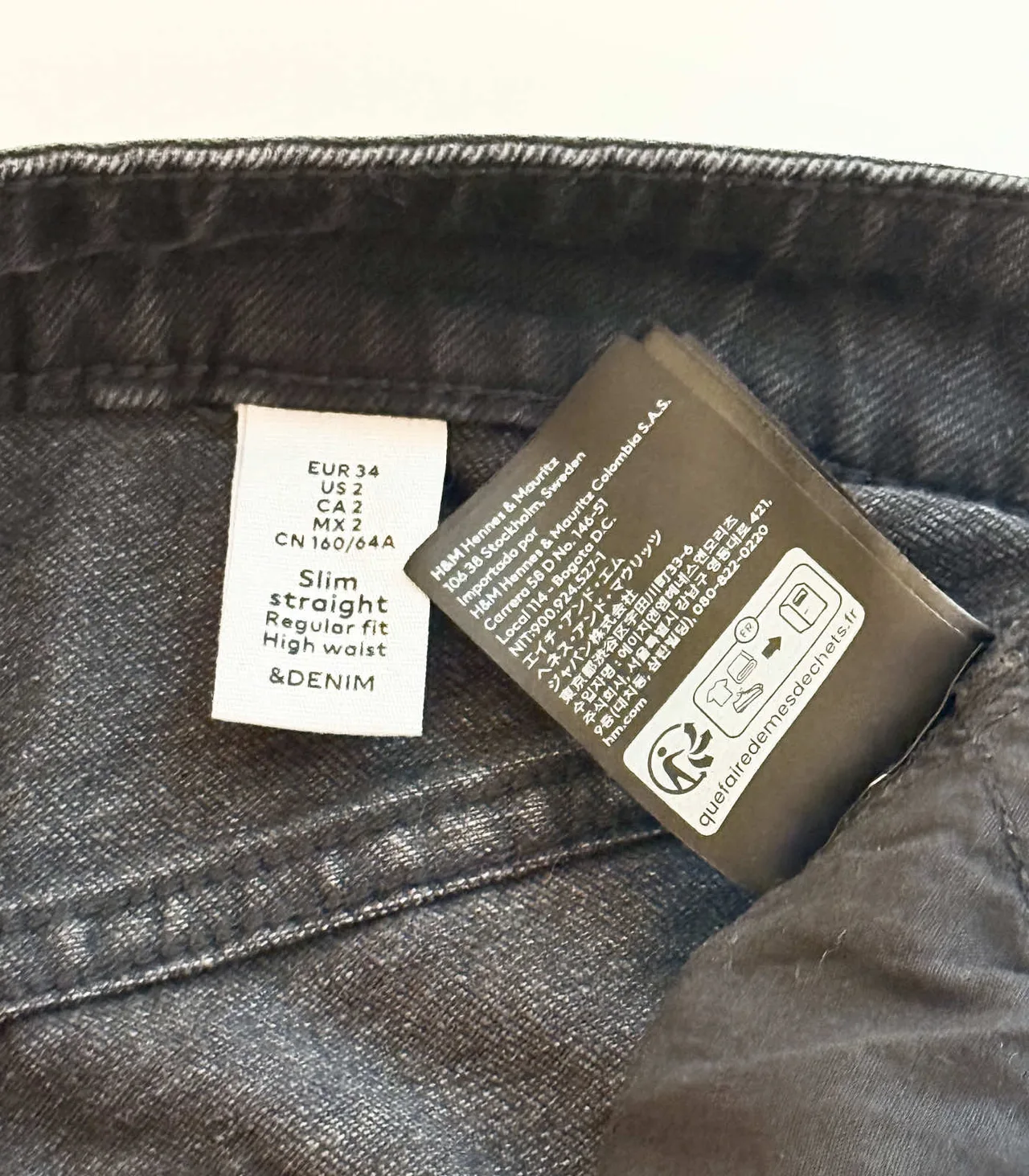 H&M High Rise Slim Straight Black Jeans - EU 34 — photo 8