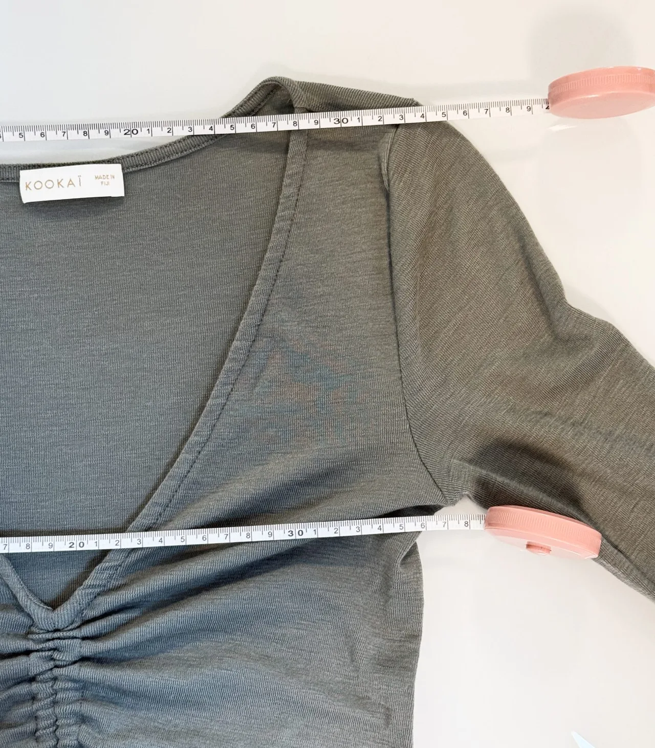 Kookaï Sage Merino Wool V-Neck Ruched Top - Small — photo 8
