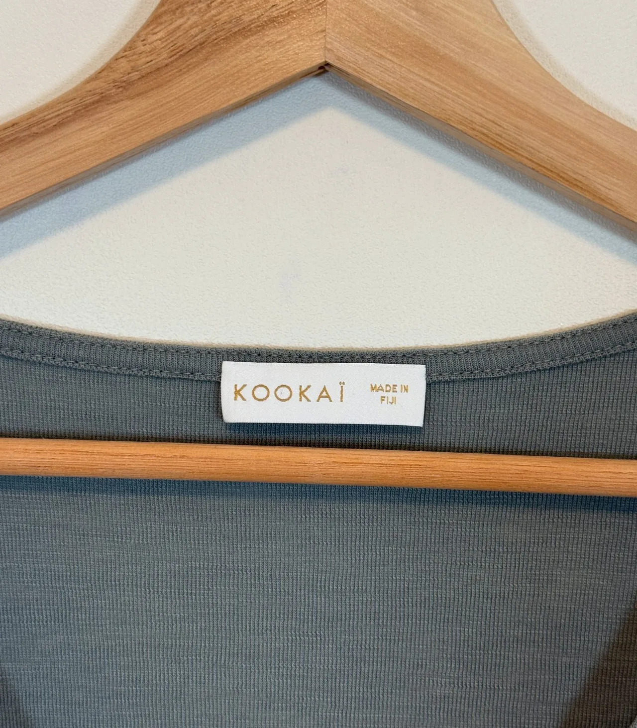 Kookaï Sage Merino Wool V-Neck Ruched Top - Small — photo 6