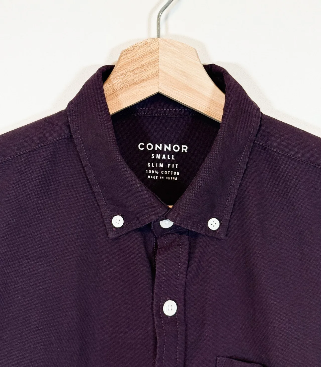 Connor Purple Slim Fit Cotton Button-Down Shirt - Men's Small — photo 5