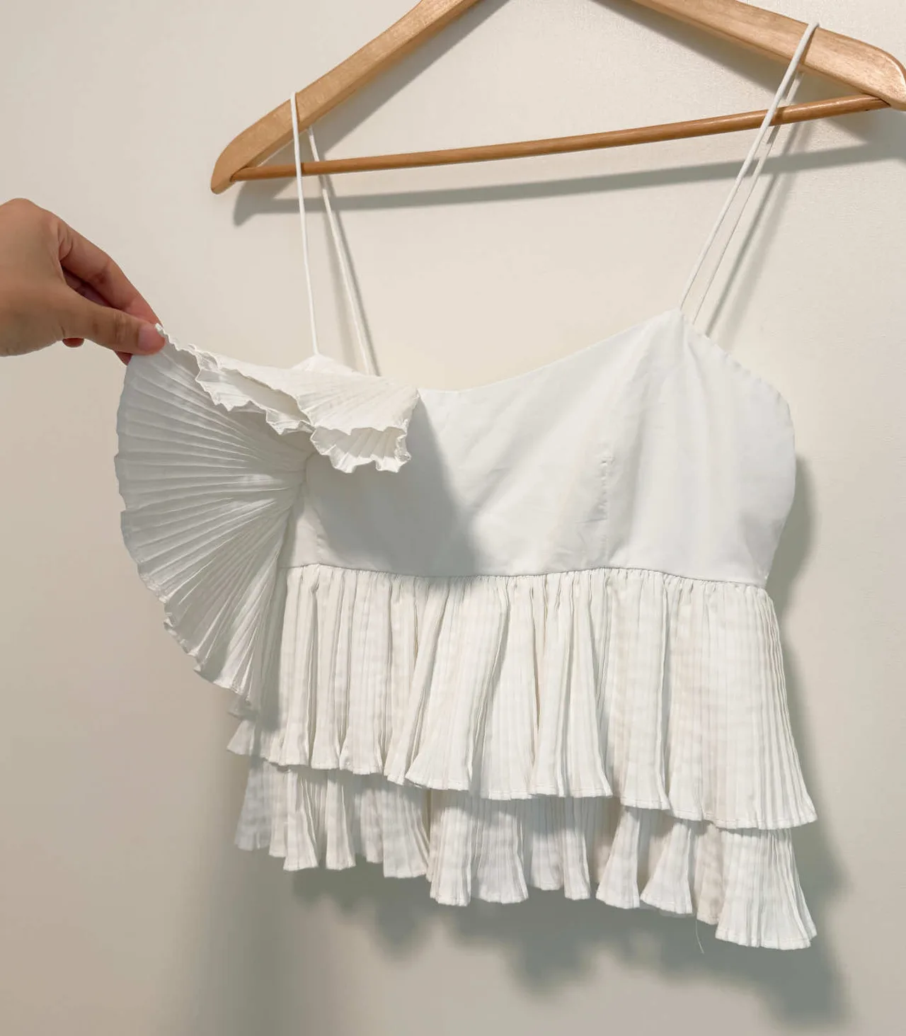 Zara White Asymmetric Tiered Ruffle Camisole Top - XS — photo 6
