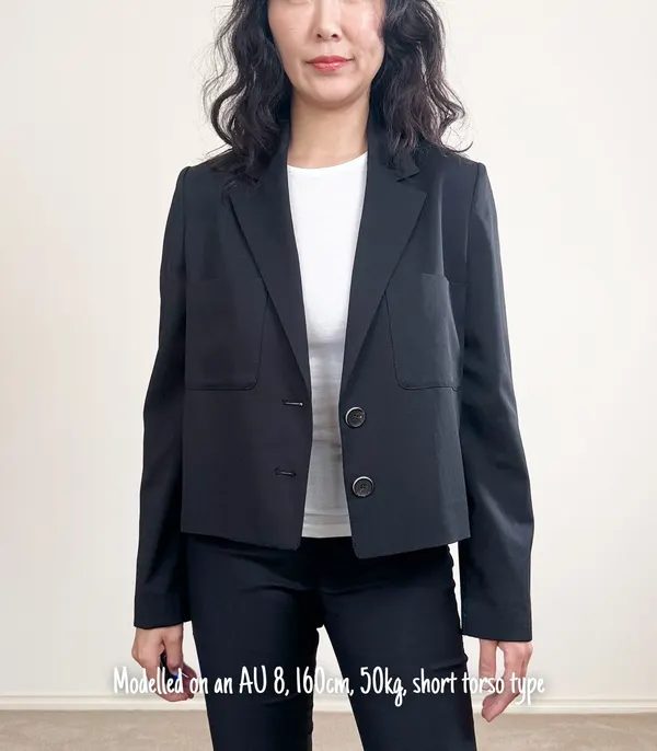 LIST Black Linen-blend Cropped Blazer - Medium