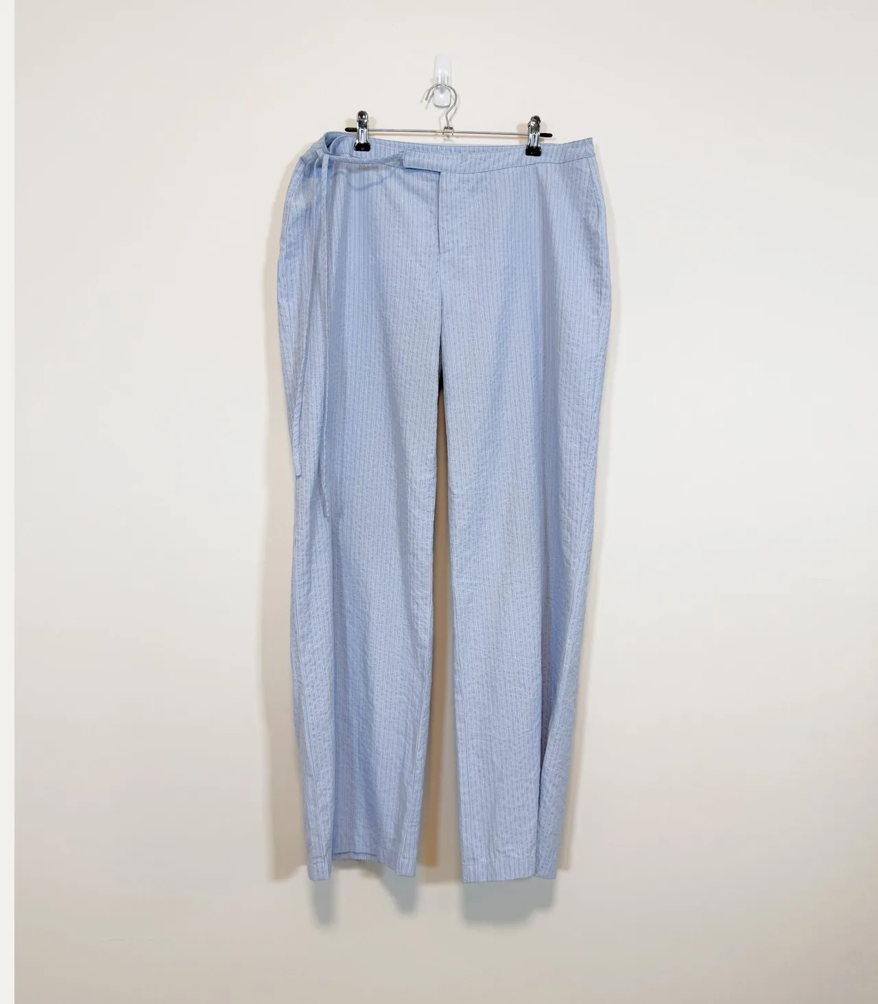 Princess Polly Light Blue Pinstripe Wide-Leg Pants – Women's Drawstring Trousers — photo 2