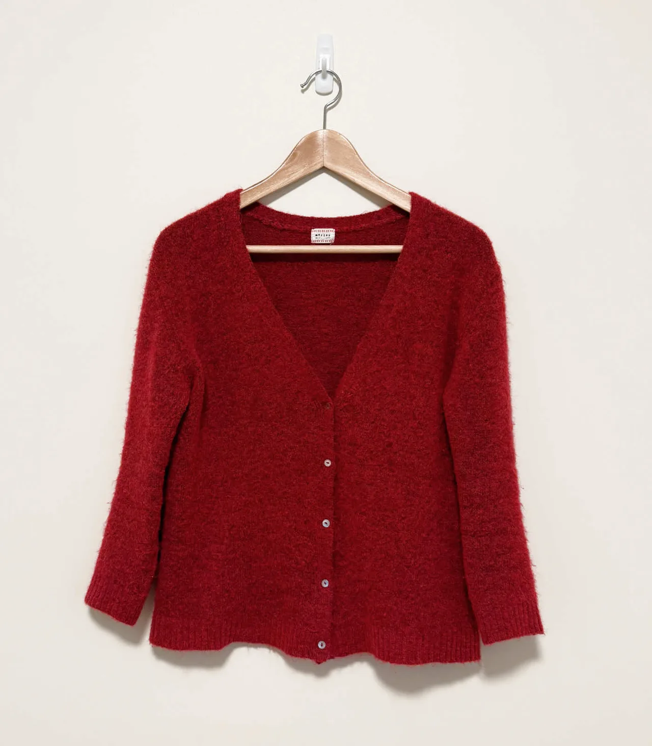 Morley V-Neck Red Wool Alpaca Cardigan — photo 5