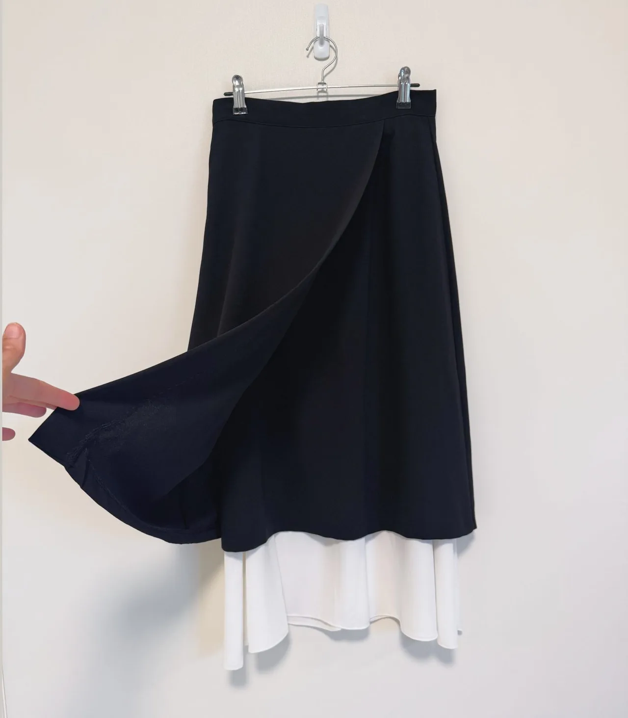 Angbutter Black Layered Midi Wrap Skirt with White Underlay - XS — photo 5