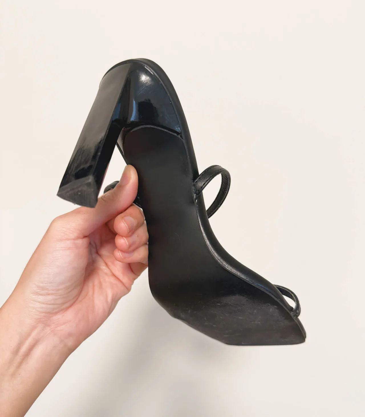 Retro Black High Heel Strap Sandals - 23.5cm (approx. AU 6, EUR 36) — photo 4
