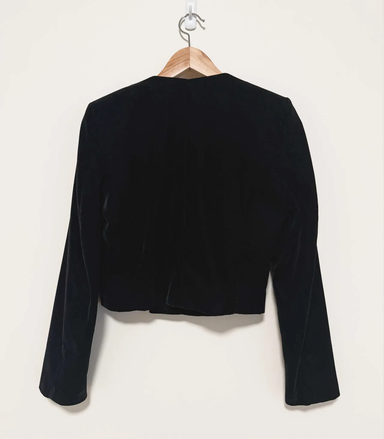 Mango Women's Black Velvet Cropped Open Front Jacket - XS — photo 5