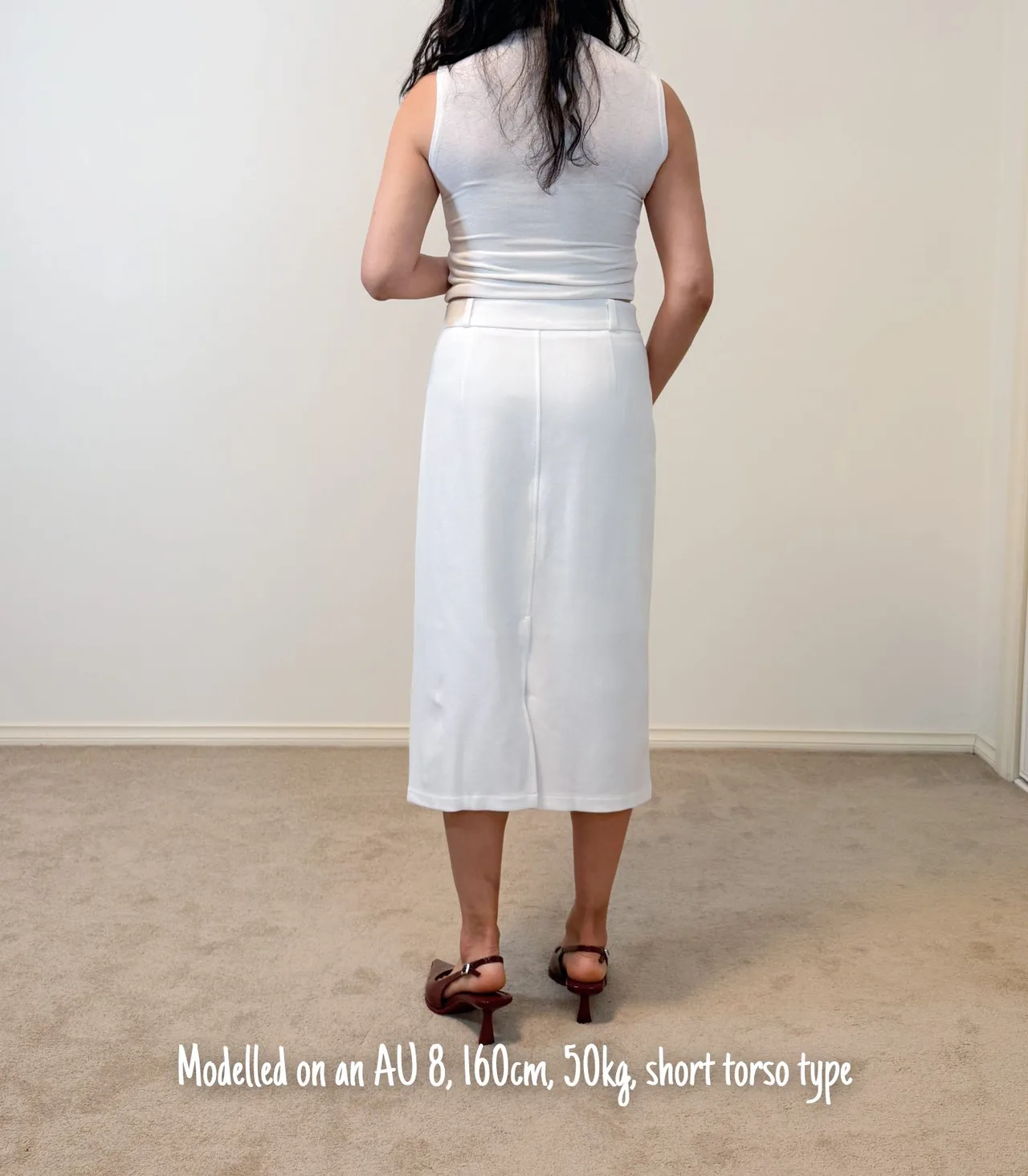 MOTF White High Waisted Midi Skirt - Small — photo 2