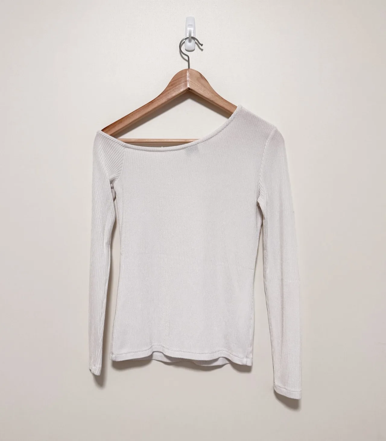 Witchery Ribbed Asymmetric Top - White, XXS — photo 4